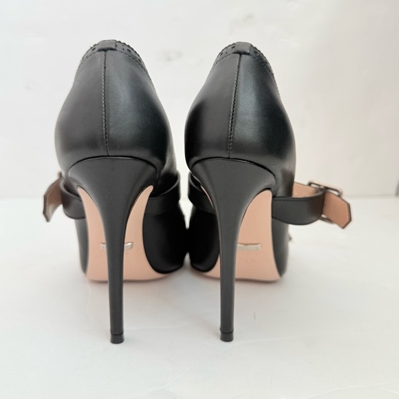 Gucci Black Leather Dionysus Perforated Mary Jane Pumps EU 37.5 - Picture 5 of 10